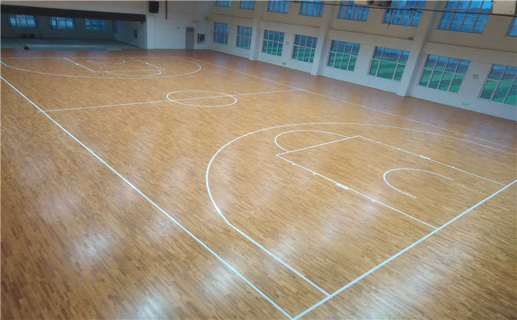 山东菏泽小学室内篮球场木地板案例